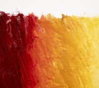 pintura abstrata num degrade de vermelho escuro para amarelo, da esquerda para a direita
