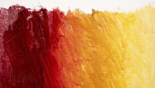 pintura abstrata num degrade de vermelho escuro para amarelo, da esquerda para a direita